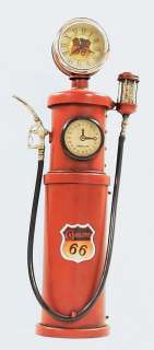 1930 RED Route 66 GAS PUMP Clock Collectible Metal Toy  