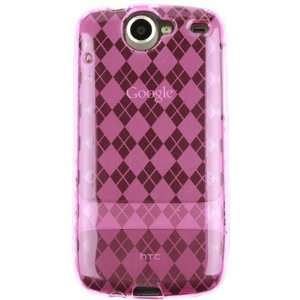 Hot Pink Candy Checkered Hard Silicone Gel Skin with Circle Design 