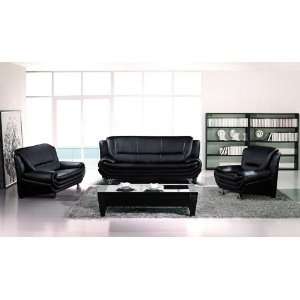   Modern Leather Sofa Set #AM 021 C BLACK Furniture & Decor