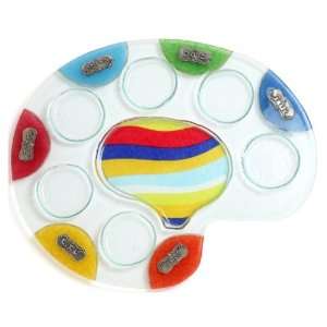  Glass Palette Seder Plate with Monotone Stripes and 