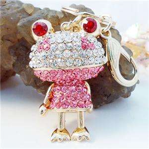 Cute Frog Froggy Keychain Purse Charm Swarovski Crystal  