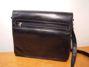 Vintage WILSONS LEATHER Small Black Briefcase Organizer Bag  