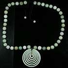 Infinite Circle Pendant Large Beads Green Necklace 100%