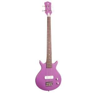  Luna Pandora Mini Double Cutaway Bass Guitar, Purple 