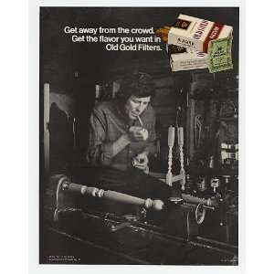   Cigarette Man Woodworker Wood Lathe Print Ad (12532)