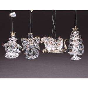  GLASS CLEAR & GOLD CHRISTMAS DECORATION WITH DOTS ORNAMENT 