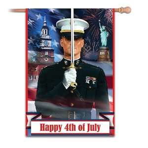  Happy 4th Of July USMC Esprit De Corps Outdoor Flag by The 