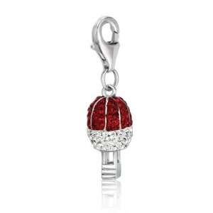   Silver Enamel & Crystal clip on hot air balloon charm: Jewelry