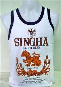 Thai Singha Beer Lager White Singlet Vests Tops size M  