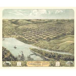 Reproduction of an 1868 Birds Eye View of Nebraska City, Nebraska by 