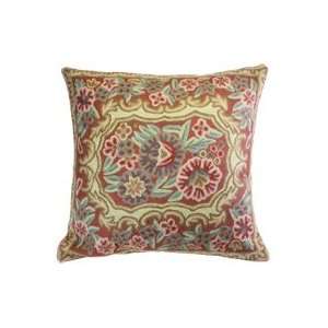 Crewel Embroidery Floral Peach Decorative Pillow 