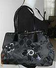 ale new coach signature flower overlays carryall black handbag ret