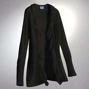 Simply Vera Wang Womens Black Ruffle Open Front Wool Cardigan Size 