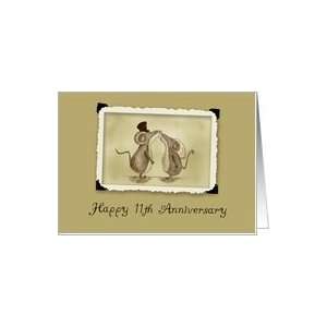  Happy 11th Anniversary   Kissing Mice Card Health 