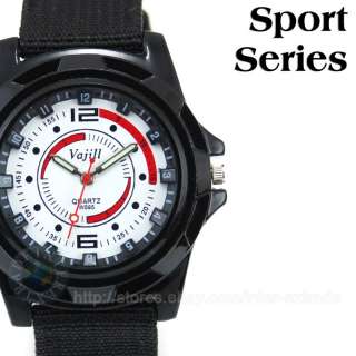 Men Lady Black Fabric Band Strap Sport Wrist Watch Gift  