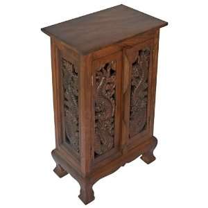   Chinese Dragons Storage Cabinet / End Table   Rich Dark Finish: Home