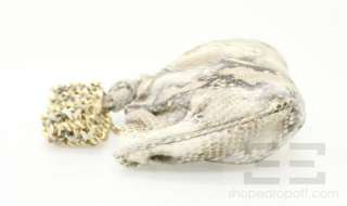 Rodo Brown Embossed Python & Gold Chain Strap Shimmer Wristlet  