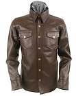2XL Size Brown Leather Shirt Mens Leather Shi