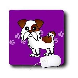     Cute Brown and White Shih Tzu Purple with Paw Prints   Mouse Pads