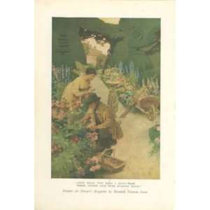  1918 Elizabeth Shippen Green Print Man Woman in Garden 