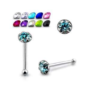  Flower Set Jewel Ball End Nose Pin Jewelry
