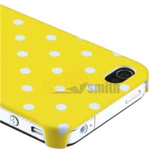   Dot+Yellow Color Rubber Hard Cover Skin Case For iPhone 4 4S  