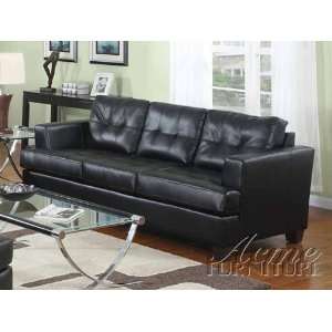  Contemporary Black Bonded Leather Sofa: Home & Kitchen