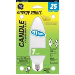  7 each GE Cfl Candle Bulb (00374)