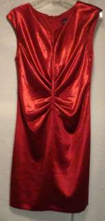 New Connected Apparel Womens Retro Crush Satin Dress /Color Red /Size 