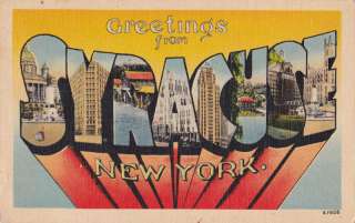 BIG BLOCK LETTER postcard Greetings from SYRACUSE NY  