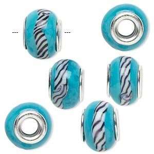 7245 Bead, Dione™, lampworked glass with silver plated brass grommet 
