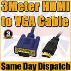 3m HDMI Male to VGA HD 15Pin M SVGA Gold Plated Convert