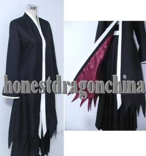 Bleach Ichigo Coat Black Red Cape Coat Cosplay Costume  