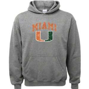  Miami Hurricanes Sport Grey Youth Arch Distressed Hooded 