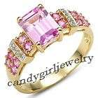 Dazzling Pink Sapphire 10KT Yellow Gold Filled Ring Size 10 Hot Sell 