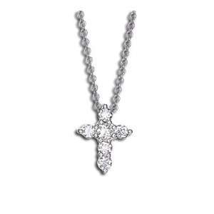    14k White Gold Diamond Cross Pendant Necklace ZIVA Jewels Jewelry