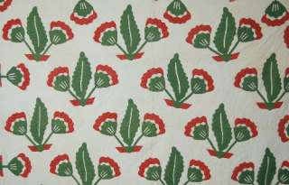  cotton 1850s (could be earlier) red and green coxcomb quilt 