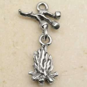  CAMPFIRE & STICK Linked Pewter Charm