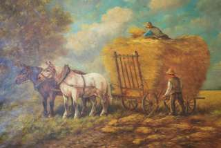 FLEMISH OIL PAINTING HAY HARVEST BY PAUL SCHOUTEN  