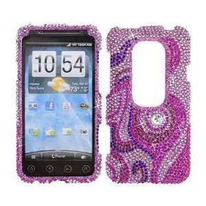  Pink Purple BLING COVER CASE SKIN 4 HTC EVO 3D Cell 