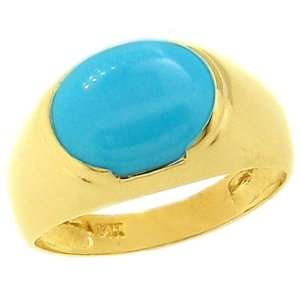   Large Cabochon Oval Gemstone Ring Turquoise, size7 diViene Jewelry