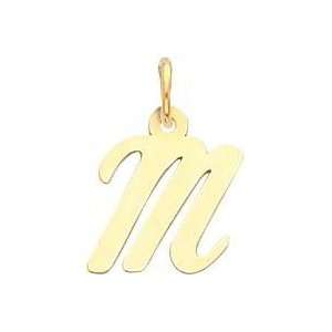  Cursive Letter M Charm 14k Gold: Jewelry