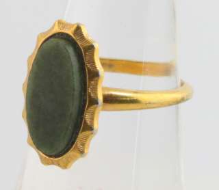 Vintage Sarah Coventry Goldfilled Green Nephrite Jade Ring Size 6.75 1 
