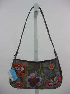 NWT SANTI Brown Floral Embroidered Shoulder Bag Handbag  
