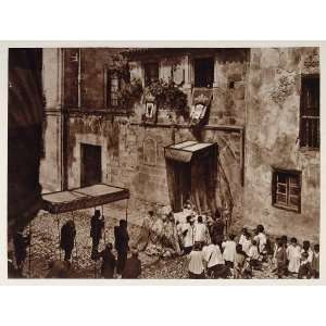 1928 Street Procession Corpus Christi Santillana Spain   Original 