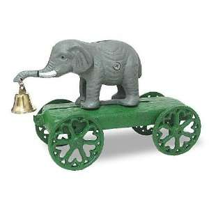  Cast Iron Elephant & Bell Pull Toy CA ELEPHANTPULL Toys 