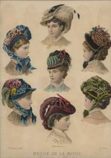ORIGINAL REVUE MODE 1879 Hand colored prints  