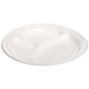 Dart 9CPWF 3 White Compartmented Impact Plastic Dinnerware Foam Plate 