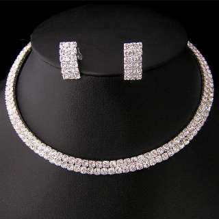 Wedding/Bridal crystal necklace choker earring set S155  