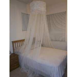  White Hoop with Valance Bed Canopy Mosquito Net Fit All Size Bed 